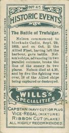 1912 Wills's Historic Events #45 The Battle of Trafalgar Back