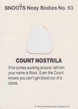 1989 Continental Candy Company Snoots #63 Count Nostrila Back