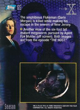1996 Topps The X-Files Season Two - Foil Parallel #65 The amphibious Flukeman is killed Back