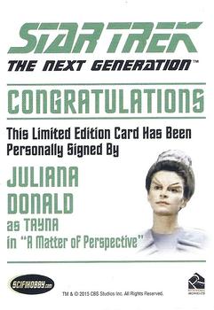 2015 Rittenhouse Star Trek: The Next Generation Portfolio Prints Series One - Autographs (Classic Design) #NNO Juliana Donald Back