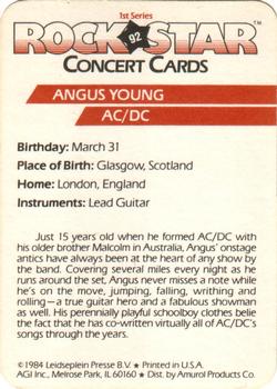1985 AGI Rock Star #92 Angus Young / AC/DC Back
