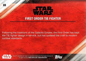 2017 Topps Star Wars: The Last Jedi #69 First Order TIE Fighter Back