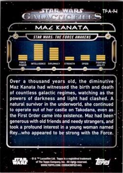 2017 Topps Star Wars: Galactic Files Reborn - Blue #TFA-14 Maz Kanata Back