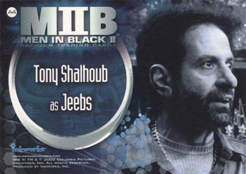 2002 Inkworks Men in Black II - Autographs #A4 Tony Shalhoub Back