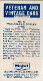 1962 Mobil Veteran and Vintage Cars #16 Wolseley-Siddeley (1906) Back