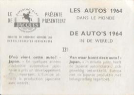 1964 Chocolat Jacques Les Autos Dans le Monde #221 D'ou Vient Cette Auto ? - Japon Back
