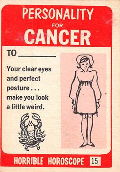 1972 Philadelphia Gum Horrible Horoscopes #15 Cancer Back