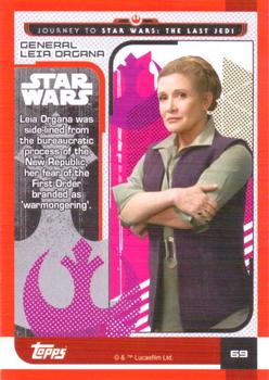 2017 Topps Star Wars Journey to the Last Jedi (UK Release) #69 General Leia Organa (vest) Back