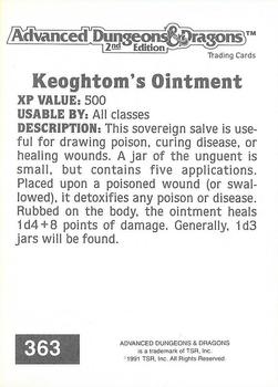 1991 TSR Advanced Dungeons & Dragons #363 Keoghtom's Ointment Back