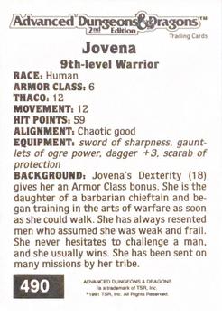 1991 TSR Advanced Dungeons & Dragons #490 Jovena Back