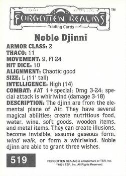 1991 TSR Advanced Dungeons & Dragons #519 Noble Djinni Back