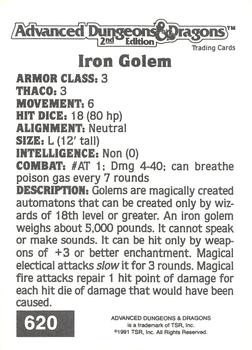 1991 TSR Advanced Dungeons & Dragons #620 Iron Golem Back