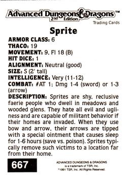 1991 TSR Advanced Dungeons & Dragons #667 Sprite Back