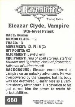1991 TSR Advanced Dungeons & Dragons #680 Eleazar Clyde, Vampire Back