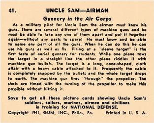 1941 Gum Inc. Uncle Sam (R157) #41 Gunnery in the Air Corps Back