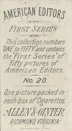 1887 Allen & Ginter American Editors (N1) #20 Allan Forman Back