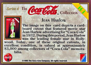 1995 Collect-A-Card Coca-Cola Collection Series 4 - Hollywood Celebrities #H-1 Jean Harlow Back