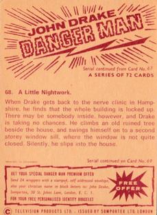 1965 Somportex Danger Man #68 A Little Nightwork. Back