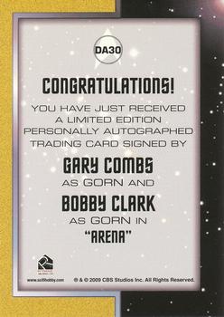 2013 Rittenhouse Star Trek The Original Series Heroes and Villains - Dual Autographs #DA30 Gary Combs / Bobby Clark Back