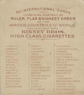 1888 Kinney Brothers International (N238) #NNO Denmark Back