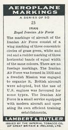 1937 Lambert & Butler Aeroplane Markings #25 Iran Back