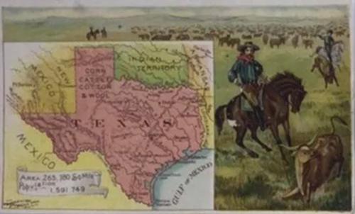 1889 Arbuckle's Coffee Illustrated Atlas of U.S. (K6) #66 Texas Front