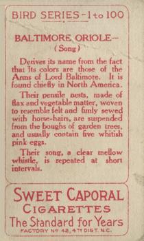 1910 American Tobacco Bird Series (T42) #NNO Baltimore Oriole Back