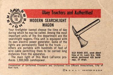 1953 Bowman Firefighters (R701-3) #18 Modern Searchlight Engine Back