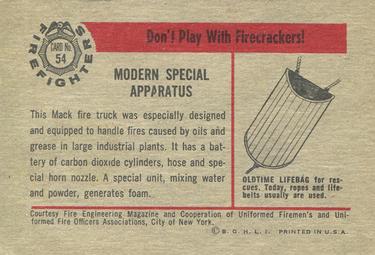 1953 Bowman Firefighters (R701-3) #54 Modern Special Apparatus Back