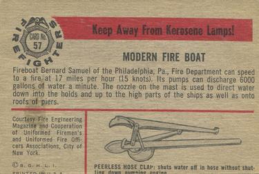 1953 Bowman Firefighters (R701-3) #57 Modern Fire Boat Back