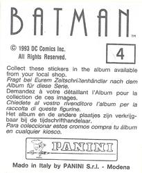 1993 Panini Batman Stickers #4 Sticker 4 Back