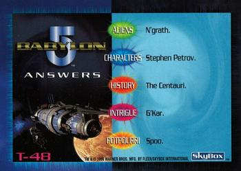 1996 SkyBox Babylon 5 - Trivia #T-48 Trivia Card 48 Back