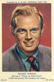 1953 A&BC Film Stars Series 1 #30 Richard Widmark Front