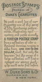 1889 Duke's Cigarettes Postage Stamps (N85) #NNO English Country Mail Back