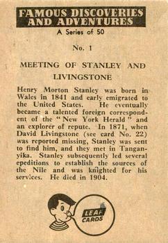 1961 Leaf Famous Discoveries & Adventures #1 Meeting Of Stanley and Livingstone Back