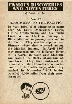 1961 Leaf Famous Discoveries & Adventures #37 4000 Miles to the Pacific Back