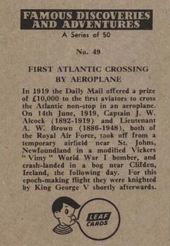 1961 Leaf Famous Discoveries & Adventures #49 First Atlantic Flight Back