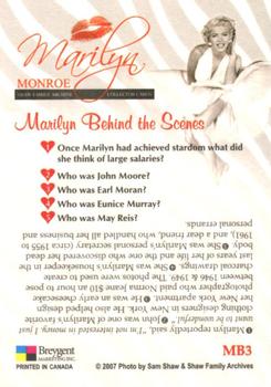 2008 Breygent Marilyn Monroe - Marilyn Behind the Scenes #MB3 Once Marilyn had achieved stardom Back