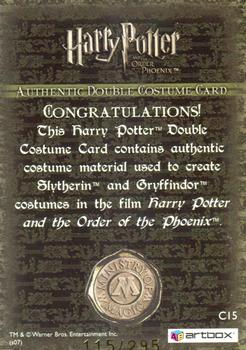 2007 ArtBox Harry Potter & the Order of the Phoenix Update - Costumes #C15 Gryffindor / Slytherin Back