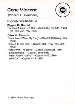 1984 Music Nostalgia Rock Greats Series 3 #110 Gene Vincent Back