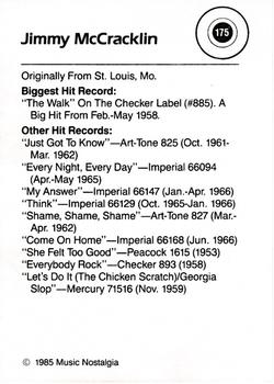 1985 Music Nostalgia Rock Greats Series 4 #175 Jimmy McCracklin Back