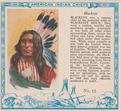 1954 Red Man American Indian Chiefs (T129) #13 Black Eye Front