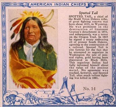 1954 Red Man American Indian Chiefs (T129) #14 Spotted Tail Front