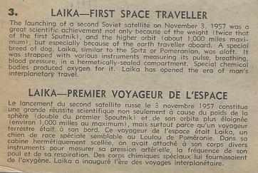 1958 Parkhurst Missiles and Satellites (V339-7) #3 Laika - First Space Traveller Back