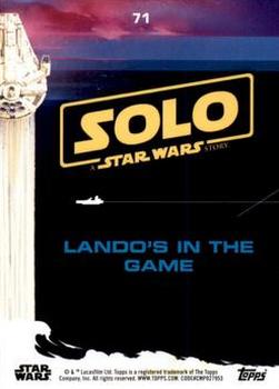 2018 Topps Solo: A Star Wars Story - Black #71 Lando's in the Game Back