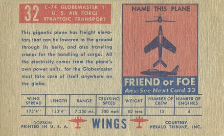 1955 Doeskin Wings (F381) #32 C-74 Globemaster I Back