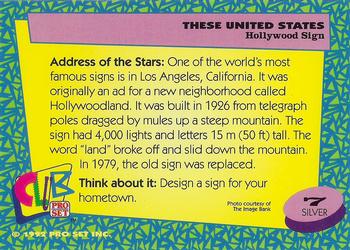 1992 Club Pro Set These United States - Promos #7 Hollywood Sign Back