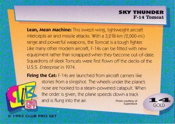 1993 Club Pro Set Sky Thunder - Gold #14 F-14 Tomcat Back
