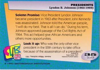 1992 Smithsonian Institute Presidents - Silver #35 Lyndon B. Johnson Back