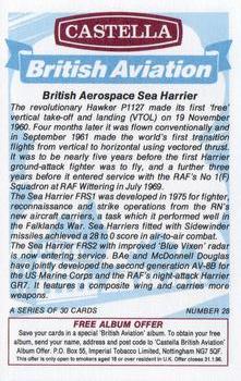 1994 Castella British Aviation #28 British Aerospace Sea Harrier Back